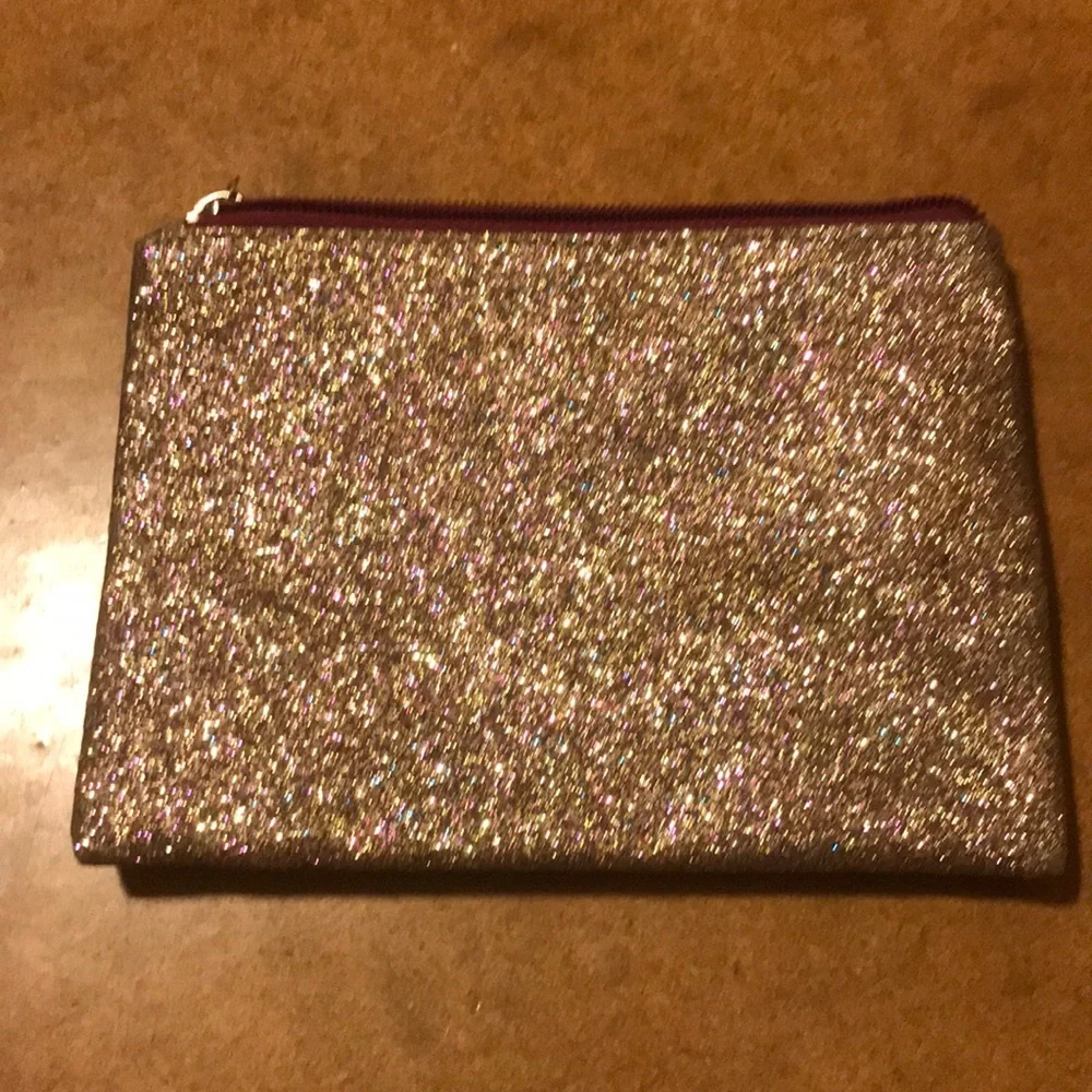 Glitter/shimmer clutch/makeup bag, zipper top, like new | offer in description